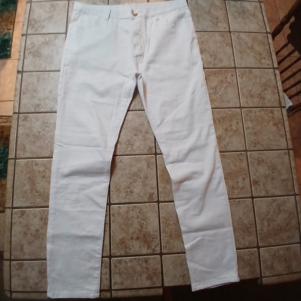 #0140 White Hungson Stretch Pants Size 36